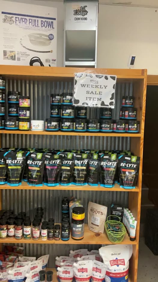 Weekly sale items on the shelf